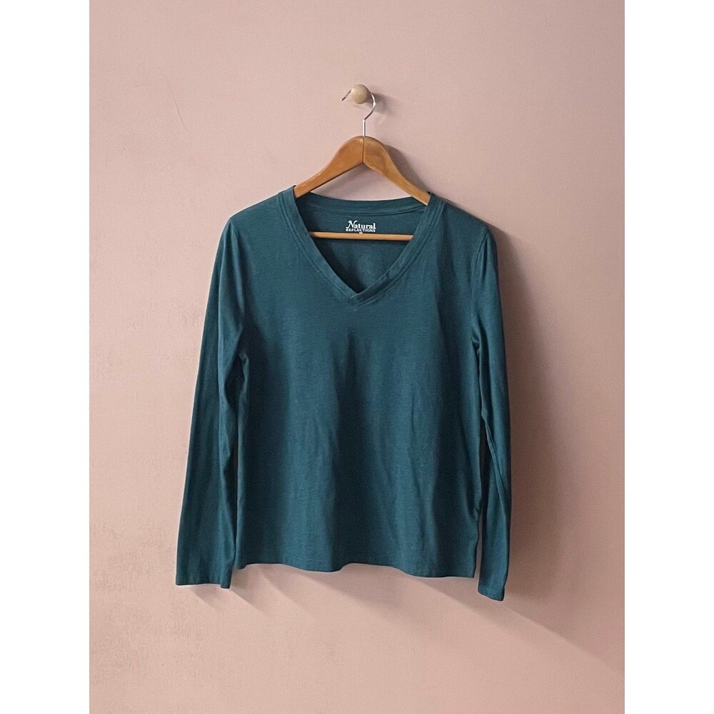 Natural Reflections Women’s Teal V-Neck Long Sleeve Shirt Size M